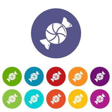 Yuvarlak şeker simgeler vektör renk ayarla