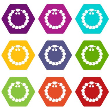 Gemstone bilezik simgeler büyüleyici 9 vektör ayarla