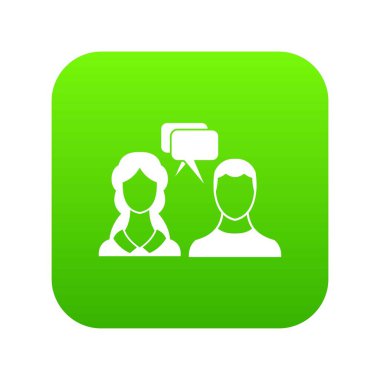 İki yüz simgesi dijital yeşil ile konuşma balonları