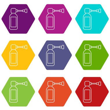 9 vektör inhaler Icons set