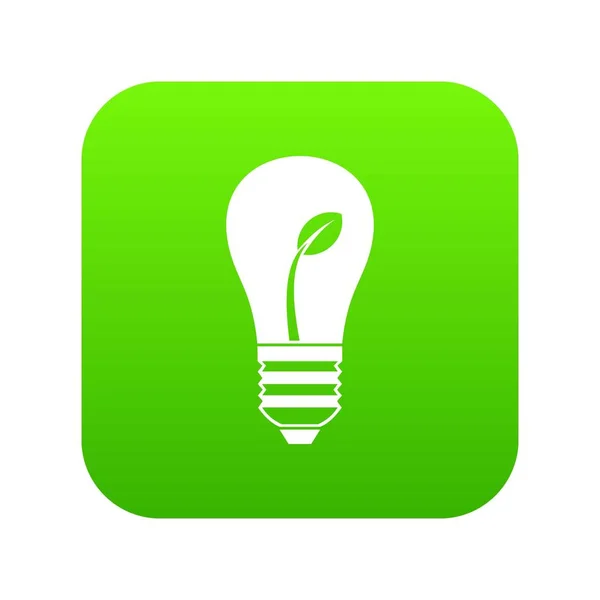 Lâmpada de ideia ecológica com ícone de planta verde digital — Vetor de Stock