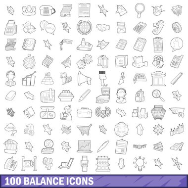 100 denge Icons set, anahat stili