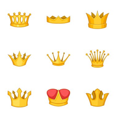 Taç Icons set, karikatür tarzı