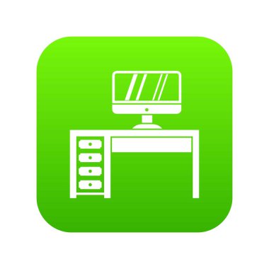 Bilgisayar masası, çalışma alanı simgesi dijital yeşil