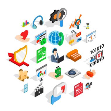 Projektör Icons set, izometrik stili