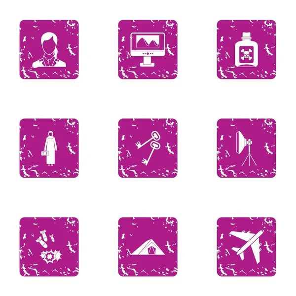 Hasar Icons set, grunge tarzı