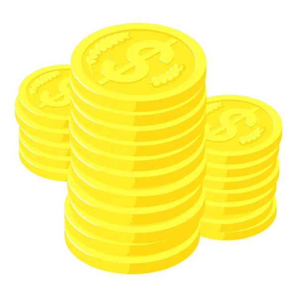 Monete in Dollaro icona, stile isometrico — Vettoriale Stock