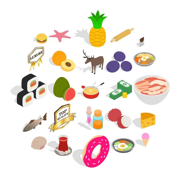 Conjunto de iconos de negocio de alimentos, estilo de dibujos animados — Archivo Imágenes Vectoriales