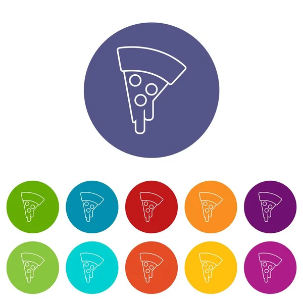 Pizza-Symbole setzen Vektorfarbe — Stockvektor