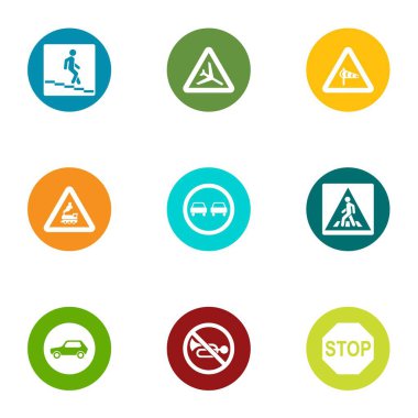 Yürüyüş yer Icons set, düz stil