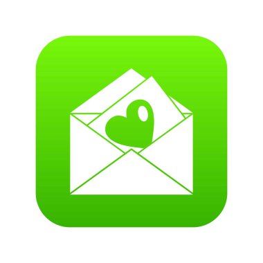 Vintage Zarflar ve kalp simgesi dijital yeşil