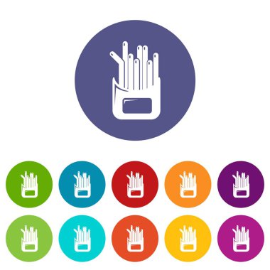 Patates kızartması simgeler vektör renk ayarla