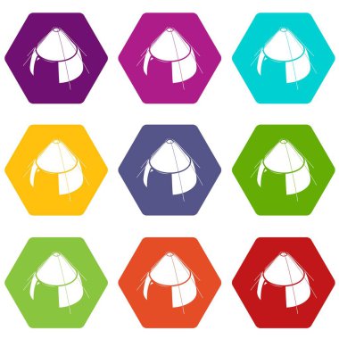 9 vektör konik çadır Icons set