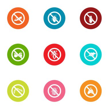 Böcek Icons set, düz stil koruma