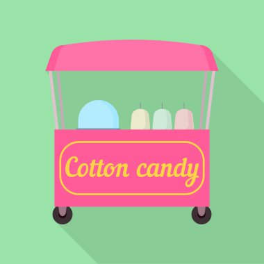 Pamuk şeker dükkanı simgesi, düz stil