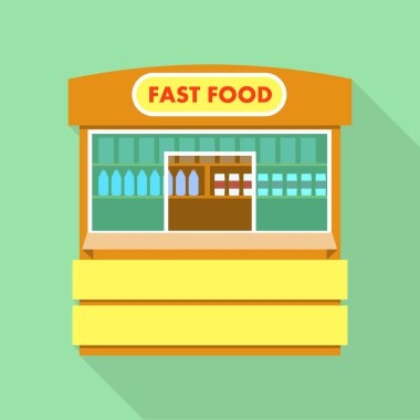 Sokak fast food salonu simgesi, düz stil