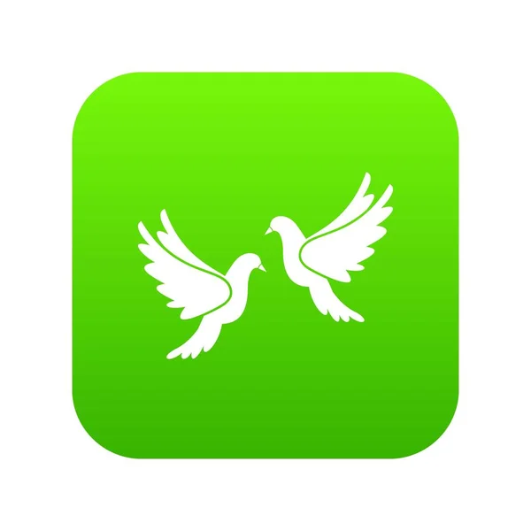 Palomas de boda icono digital verde — Vector de stock
