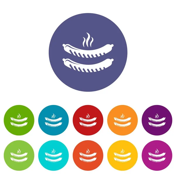 Izgara sosis simgeler kümesi vektör renk