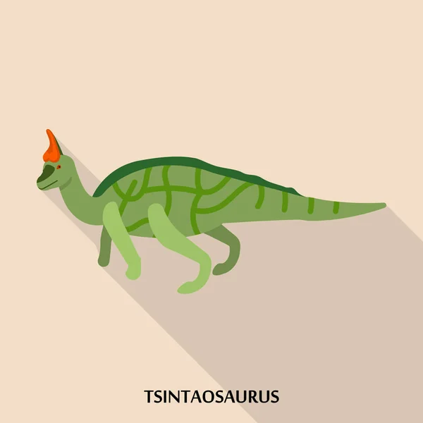 Icona Tsintaosaurus, stile piatto — Vettoriale Stock