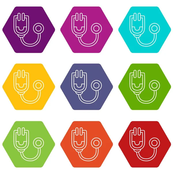 9 vektör stetoskop Icons set