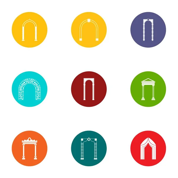 Arched path icons set, flat style — Stock Vector