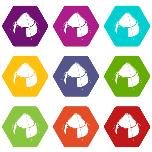 9 vektör konik çadır Icons set