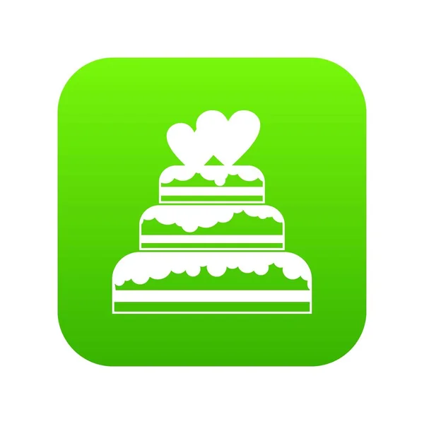 Esküvői torta ikon digitális zöld — Stock Vector