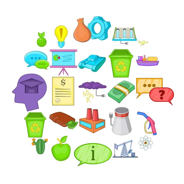 Icons set geri dönüşüm, karikatür tarzı