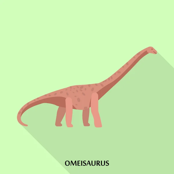 Omeisaurus icon, flat style — Stock Vector