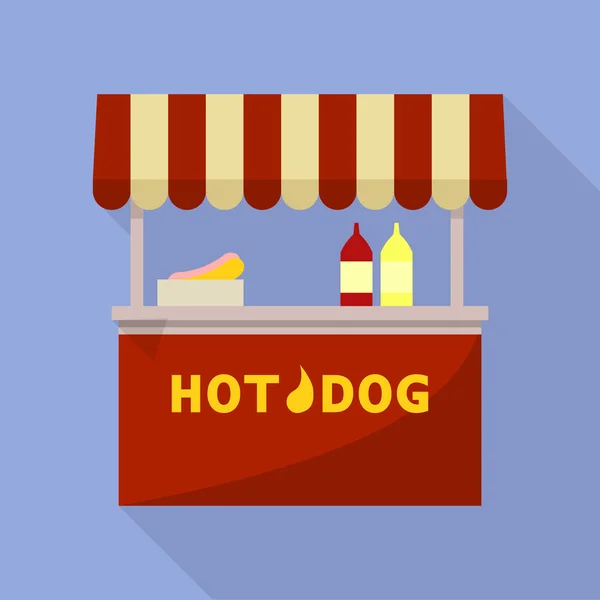 Hot dog street shop icon, flat style — Stock Vector