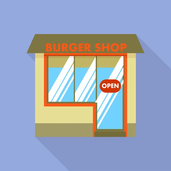 Burger Street Shop Ikone, flacher Stil — Stockvektor