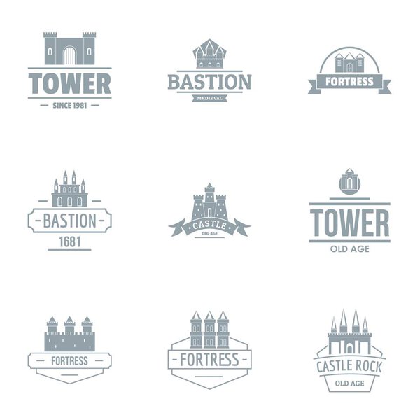 Набор логотипов древней башни, простой стиль
