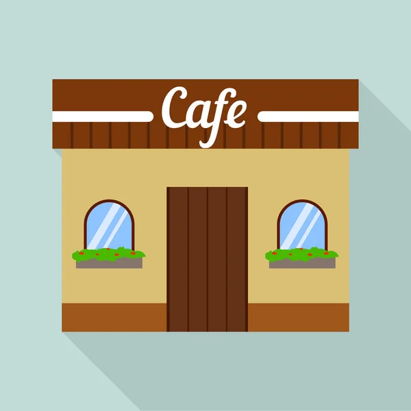 Café icono de la tienda de calle, estilo plano — Vector de stock