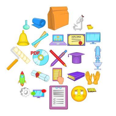 Araştırmacı Icons set, karikatür tarzı