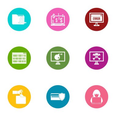 Online hata Icons set, düz stil