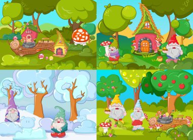 GNOME Bahçe Afiş kavram kümesi, karikatür tarzı