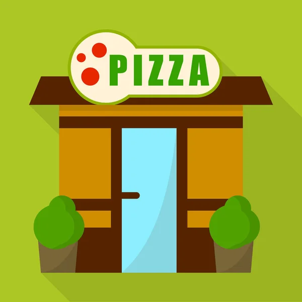 Pizza shop icon, flat style — Stock Vector