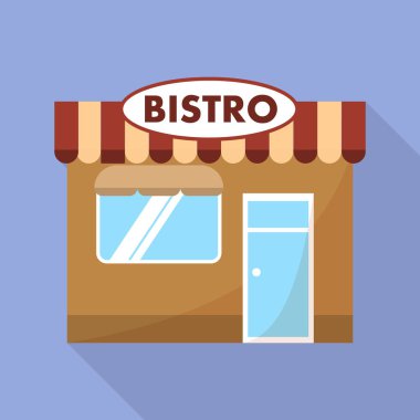 Bistro sokak dükkanı simgesi, düz stil