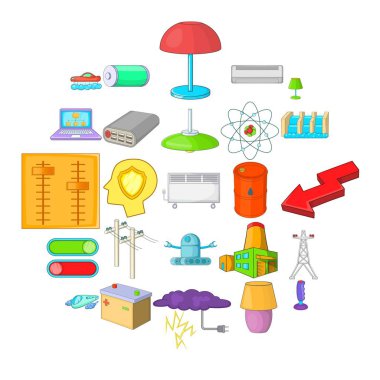 Güç iletim simgeler ayarla, tarzı çizgi film