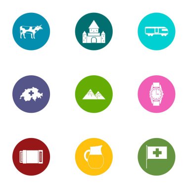 Sakin bir hayat Icons set, düz stil