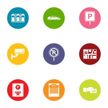 Simgeler otopark metropolis ayarla, stil düz