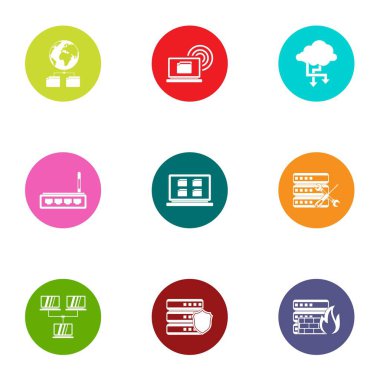 Etkileşimli Icons set, düz stil