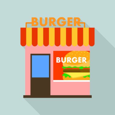 Burger Dükkanı simgesi, düz stil