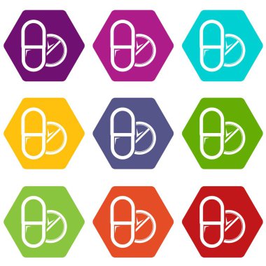 9 vektör hapı tablet Icons set