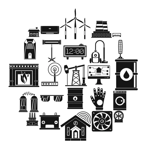 Generator iconen set, eenvoudige stijl — Stockvector