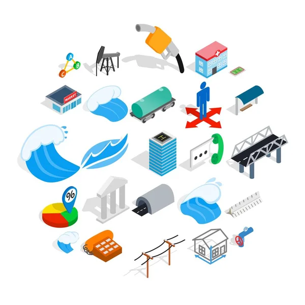 Sokak aydınlatma Icons set, izometrik stili