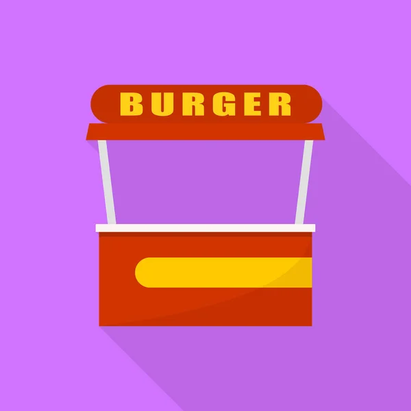 Burger Street Desk Shop Ikone, flacher Stil — Stockvektor