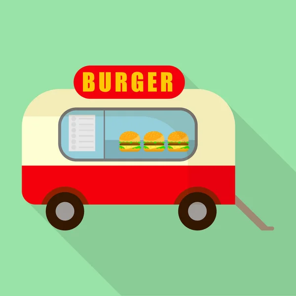 Street Burger Truck Shop Ikone, flacher Stil — Stockvektor