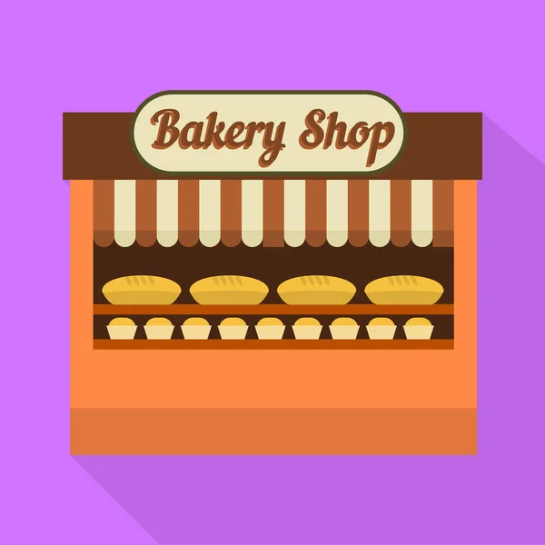 Icona del negozio di strada panetteria, in stile piatto — Vettoriale Stock