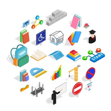 Profesör Icons set, izometrik stili